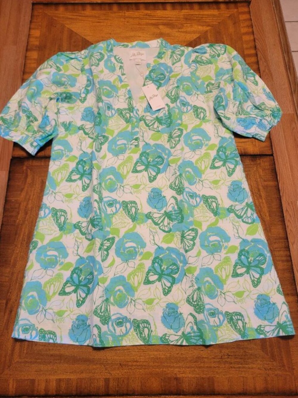 Lilly Pulitzer Lagoon Linen Monarch Rose Linen Shift Dress